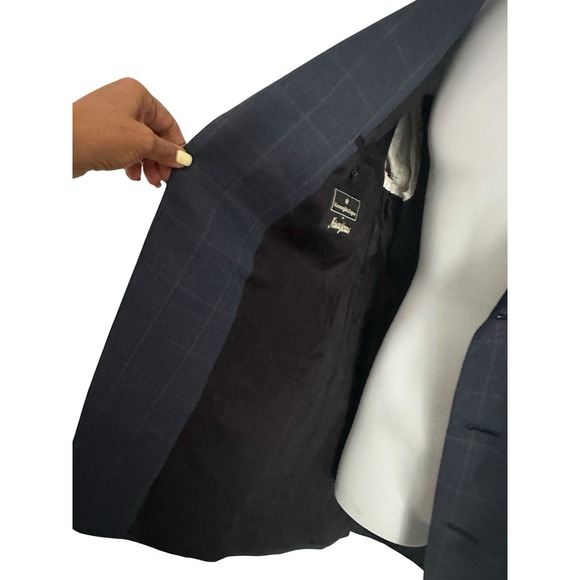 Ermenegildo Zegna Men Suit Jacket Switzerland Grey Windowpane 48R Neiman Marcus - Picture 10 of 14